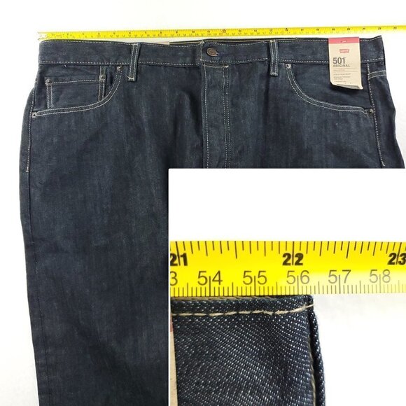 Levi's 501 Original Jeans Button Fly Dark Wash Denim 100% Cotton Men's 44x30 NWT - Picture 4 of 11